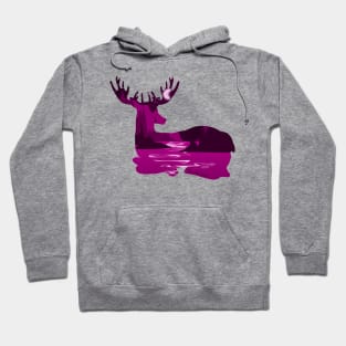 Pink Deer Silhouette Hoodie